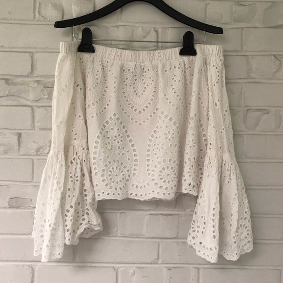 Blushing Heart Tops - Blushing Hearts Embroidered Off-the-Shoulder Top